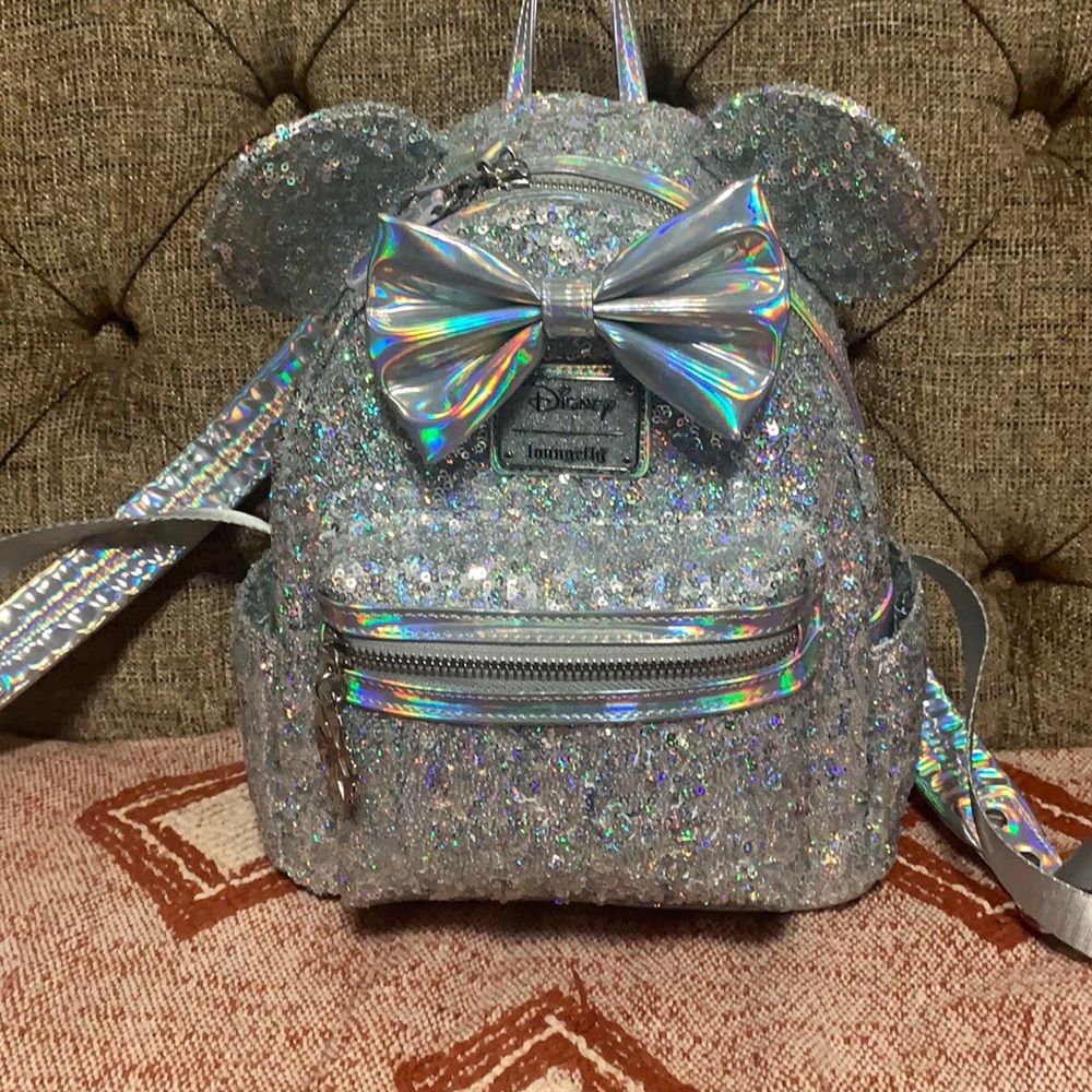 Disney Loungefly Holographic/Silver Backpack